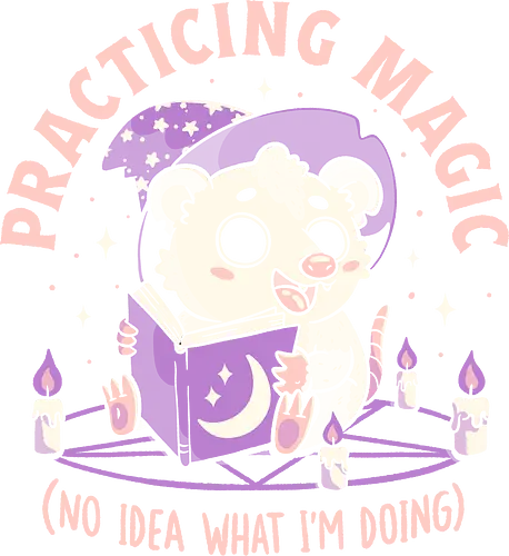 Practicing Magic - koalatees, koala, opossum, possum, witch, magic, wizard, pentagram, spellbook, candle, halloween, occult
