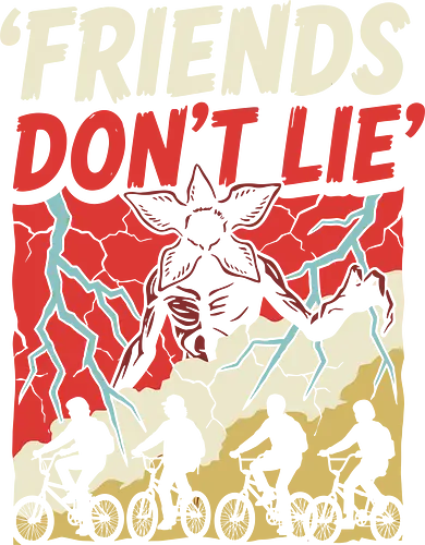 Friends Don't Lie - friends don't lie shirt, retro sci-fi horror t-shirt, demogorgon graphic tee, 80s nostalgia apparel, upside down clothing, supernatural mystery shirt, vintage monster hunter tee, kids on bikes graphic, hawkins inspired apparel, creepy creature design, distressed horror t-shirt, alternative 80s fashion, thriller fan gift, stranger vibes clothing, monster encounter art, retro lightning bolt design, iconic tv quote shirt, geek culture streetwear, sci-fi thriller merch