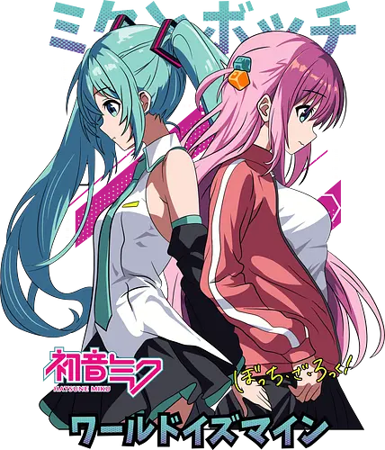 Miku & Bocchi - bocchi the rock, hatsune miku, anime musicians, music anime, kawaii band, anime crossover, manga anime, japanese anime, anime art