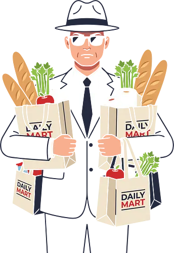 Daily Mart Agent - daily mart agent shirt, secret service grocery t-shirt, spy parody graphic tee, funny secret agent apparel, men in black grocery run, minimalist vector t-shirt, fedora agent design, humorous spy streetwear, grocery shopping humor shirt, grey suit agent art, undercover shopper tee, deadpan humor clothing, daily mart graphic, agent with groceries shirt, witty espionage apparel, minimalist character design, quirky streetwear top, secret mission grocery gift, retro agent illustration
