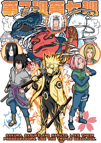 Team 7 - anime, village, attack, anime battle art, ninja determination, shonen anime, anime power, ninja style, anime fan design, manga inspired art