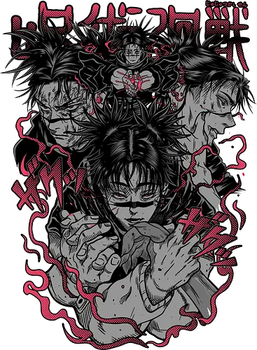 Choso - choso jujutsu, death painting, blood manipulation, cursed womb, anime antihero, dark shonen, brotherly bond, jujutsu kaisen art, anime curse user, dark anime streetwear