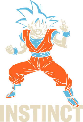 Pure Instinct - power up anime top, pure instinct shirt, ultra power warrior t-shirt, goku inspired graphic tee, blue hair anime apparel, orange gi martial arts design, minimalist anime streetwear, shonen hero transformation top, cosmic battle graphic shirt, zen state fighter clothing, retro anime fan gift, high contrast warrior art, japanese pop culture apparel, martial arts training tee, legendary saiyan streetwear, anime silhouette t-shirt, battle ready hero design, sleek otaku fashion, shonen jump fan merch