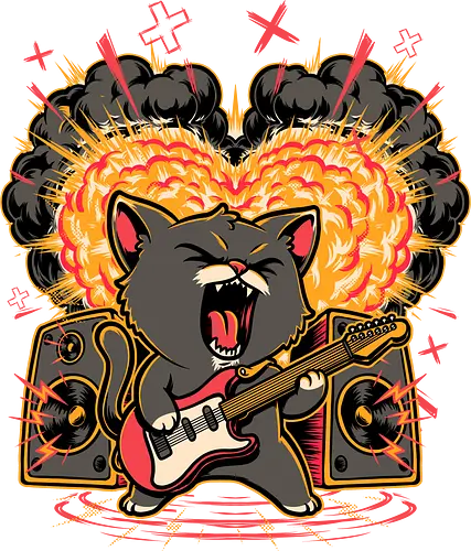 Cat Love Music - screaming, Rock And Roll, cool, funny, cat, black cat, rockstar, metal, heavy metal, punk, rock, rock and roll, music, pet, joke, cute