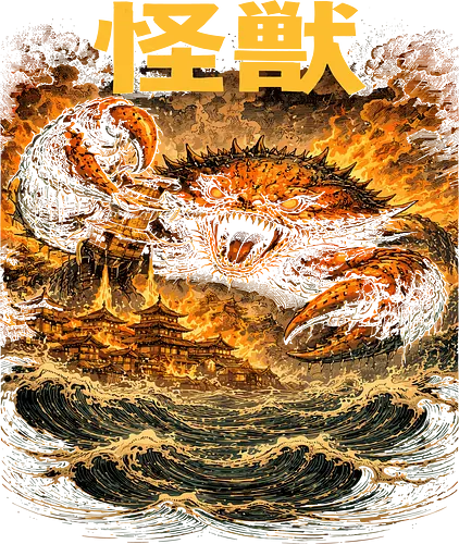 Japanischer Meeresdrache Kaiju Art - Dark Fantasy, Japan Poster, Monster Illustration, Asian Art, Epic Artwork, Kaiju, Japanischer Drache, Monster Art, Mythologie Japan, Fantasy Illustration, Anime Stil, Ukiyoe Art, Japan Kunst, Geek Design, Drachen Motiv