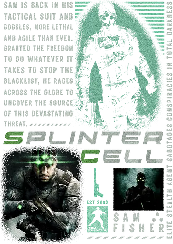 Splinter Cell T-shirt, Sam Fisher Shirt, - splinter cell, splinter, sam fisher, stealth game splinter cell shirt, gaming tee, blacklist, retro gaming