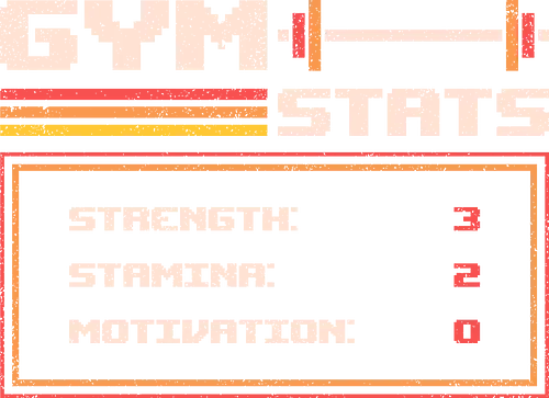 Gym Stats - lifting, powerlifting, sarcasm, weight lifting, weightlifting, workout, gym, 8bit, bodybuilder, bodybuilding, exercise, fitness, funny, gaming, humor