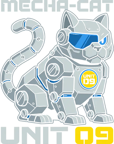Mecha-Cat Unit 09 - japanese mecha style, robot pet t-shirt, techwear aesthetic, futuristic animal design, android cat shirt, cyber cat illustration, mecha warrior pet, sleek robotic gear, electronic feline top, mecha cat unit 09, robotic cat shirt, cybernetic feline t-shirt, mecha anime apparel, sci-fi cat design, futuristic robot kitten, cyberpunk streetwear, armored cat graphic, high-tech feline art, unit 09 robot