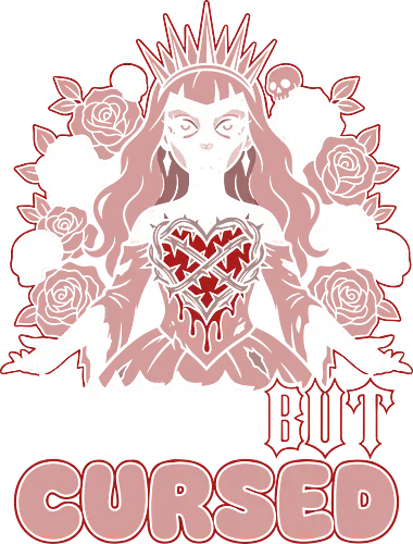Sweet But Cursed - sweet but cursed, gothic princess t-shirt, pastel goth apparel, bleeding heart graphic, crown of thorns shirt, dark fairy tale clothing, aesthetic roses and skulls, soft grunge top, alternative fashion tee, creepy cute princess, occult girl art, gothic royalty shirt, pink and red goth, macabre fashion, dark aesthetic gift, thorny heart design, whimsical horror apparel, emo princess top, floral skull graphic