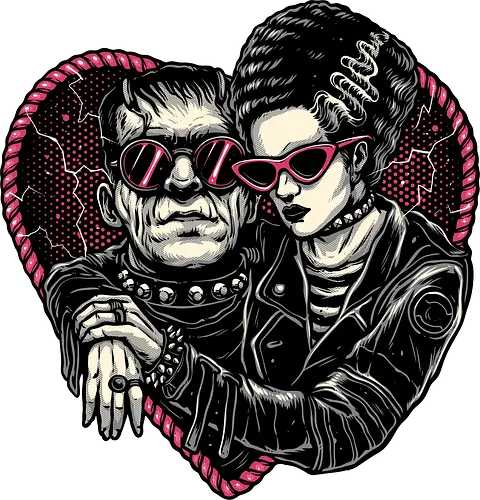 Creature Romance - Love, romance, Valentine’s day, heart, monster, creature, movie, classic, horror