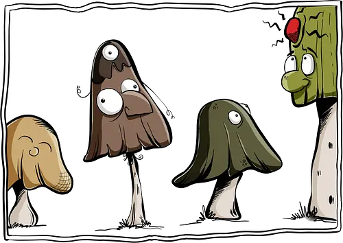Verrückte Pilze - Pilz, Pilze, Goa, verrückt, lustig, cartoon, comic, wald, flora, fauna, süß