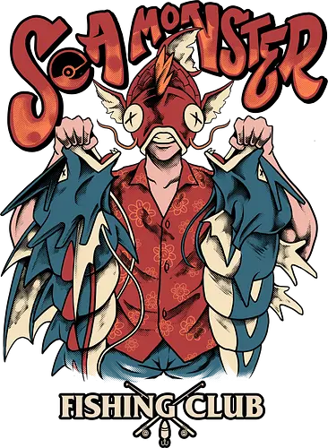 sea monster club  - fish, seamonster, fishing, club, monster, catch, tactical, militer, starterpack, cartoon, streetwear, adventure, camping, hiking, outdoor, hobby, love