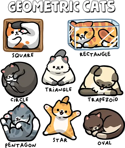 Geometric Cats - cats, abstract, cat, geometric, geometry, kitten, kitty, math, mathematics, pets, shape, star, teacher, triangle