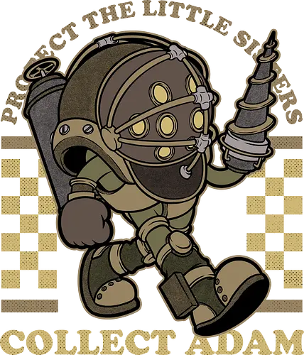 Game Mascot Big Protector - Video Games, Video Game, Game, Games, Gamer, Mascot, Retro, Vintage, Retro Vintage, Retro Gamer, Retro Cartoon, Game Mascot, Adventure, Fantasy, Science Fiction, Sister, Daddy, Diesel Punk, Punk, Biopunk, Post-apocalyptic, Post Apocalyptic, Apocalypse, Postapocalypse
