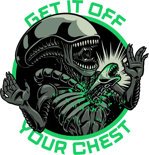 Alien Chest Therapy - Therapy, Movie, Classic Horror, Horror, Horror Movies, Face, Retro, Retro Vintage, Vintage, Classic, Evil, Dark Comedy, Dark Humor, Scifi, Science Fiction, Extraterrestrial, monster, creature