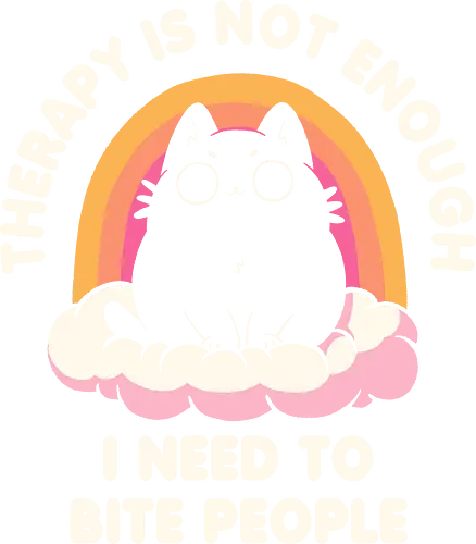 I Need to Bite People - koalatees, koalastudio, koala, black cat, cat lover, sarcastic, dark humor, introvert, funny quote, rainbow