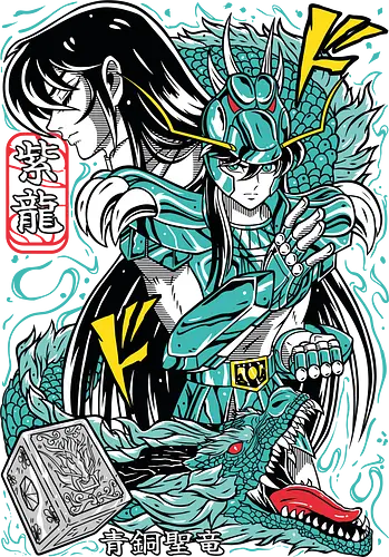 Dragon Shiryu - saint seiya, shiryu dragon, dragon saint, bronze saint, dragon warrior, zodiac anime, shonen classic, manga series, anime art