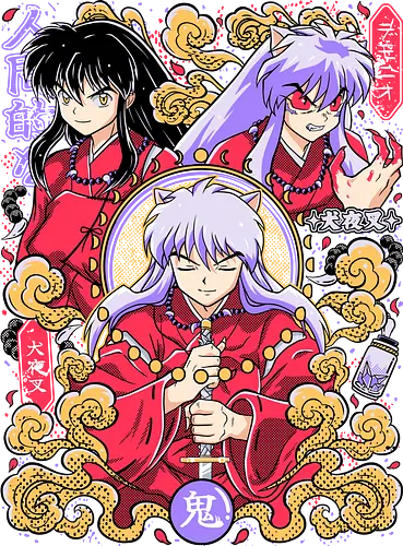 Human Heart, Demon Power - inuyasha, human form, demon form, hanyō warrior, feudal fantasy, supernatural anime, classic shonen, manga art