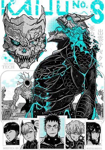 Kaiju No 8 – Monsters Among Us - kaiju no 8, kaiju attack, military anime, dark action manga, transformation hero, japanese anime, anime illustration