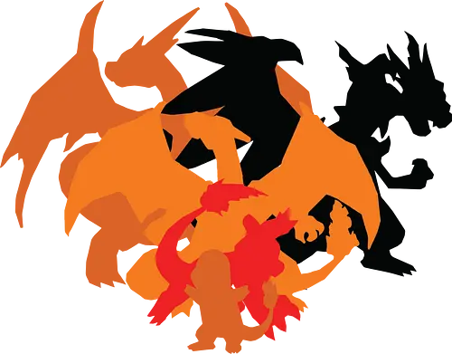 Feuer-Entwicklungslinie - Starter Familie - charmander entwicklung, Dragon, teetan, entwicklungslinie, mega entwicklung, minimalistische kunst, ash charizard, generation 1, pocketmonster t-shirt, pocketmonster kanto, pocketmonster starter, anime kleidung, mega charizard, charmeleon, feuer typ