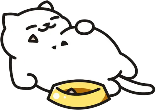 Gato Blanco Lleno de Comida - Gato Adorable, Comida, Gato, Blanco, Animal, Amarillo, Durmiendo, Feliz, Dormir, Pescado, Adorable, Gatos, Comiendo, Gatos Adorables, Lleno, Fanart, Plato, Comido