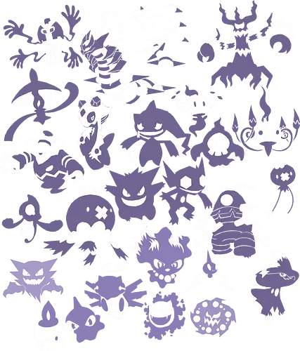 Pocket Geist-Typ - Ghost Type Kollektion - pokemon t-shirt, geist typ, geist pokemon, anime kleidung, gastly haunter gengar, teetan, pokemon gen 1, misdreavus, chandelure, mimikyu, spiritomb, pokemon tcg, minimalistische kunst, pokemon kollektion, pokemon trainer