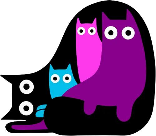 Muchos Gatos Coloridos - Fanart, Tinte, Colorear, Negro, Animal, Animales, Color, Azul, Rosa, Lindo, Morado, Gatos, Colores, Multicolor, Gatos Lindos, Tono, Garaje