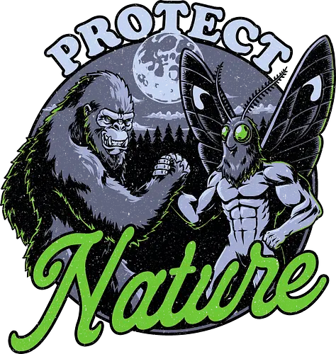 Cryptids Protect Nature - funny, adventure, sasquatch, mothman, cryptids, urban legends, bigfoot, forest, nature, nature calls, monsters, mysteries, mystery, forests