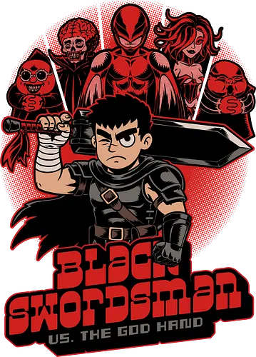 Manga Warrior Enemies - Monsters, Monster, Comics, Comic, Mashup, Poster, Enemy, Manga, Manga Style, Manga Art, Manga Anime, Anime, Sword, Warrior, Fighter, Mercenary, Black Knight, Knight, Dark, Dark Fantasy, Fantasy, Medieval, Adventure, Demons, Demon, Devil