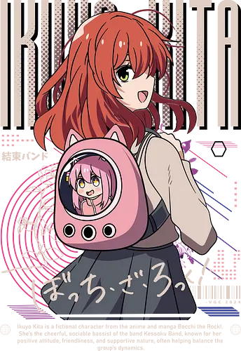 Ikuyo Kita – Guitarist of the Band - manga series, anime art, bocchi the rock, ikuyo kita, anime girl guitarist, band anime, music anime, pink hair anime girl, slice of life anime