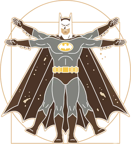 Vitruvian Bat Dark Knight Renaissance Art Parody Graphic - vitruvian batman shirt, sophisticated batman t-shirt, dark knight proportions graphic, superhero geometry clothing, classic comic book parody, artistic batman fan merch, unique dark knight streetwear, caped crusader art shirt, dark knight renaissance art t-shirt, batman anatomy graphic tee, superhero da vinci parody, batman art history clothing, vitruvian man superhero design, gotham protector streetwear, vintage batman illustration top, bronze and black superhero shirt, dc comics fan gift, academic superhero apparel, bat symbol renaissance art
