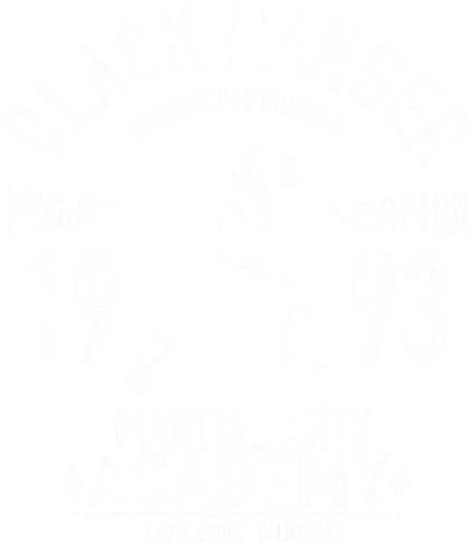 Black Ranger Academy - Zack Taylor Dinozord - vintage kunst, its morphin time, tokusatsu, power rangers t-shirt, black ranger, zack taylor, 90er kleidung, mighty morphin, mastodon dinozord, teetan, angel grove, kampfkünste, super sentai, hip hop kido, zordon