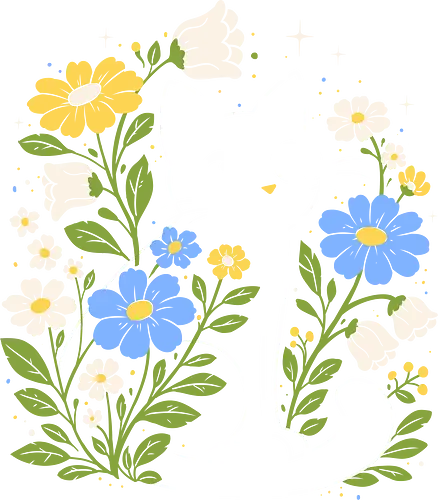 Midnight Garden Supervisor - illustration, minimalist, cartoon, adorable, chill, cat, feline, kitty, pet, animal, cute, funny, humor, garden, nature, flowers, floral, spring, plants, botanical, night, stars, aesthetic, whimsical, cozy, calm, magical, introvert, gardening, vintage