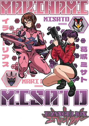 Misato & Makinami – NERV Command - evangelion, misato katsuragi, mari makinami, anime duo, anime series, anime art, mecha anime, sci fi anime, nerv organization