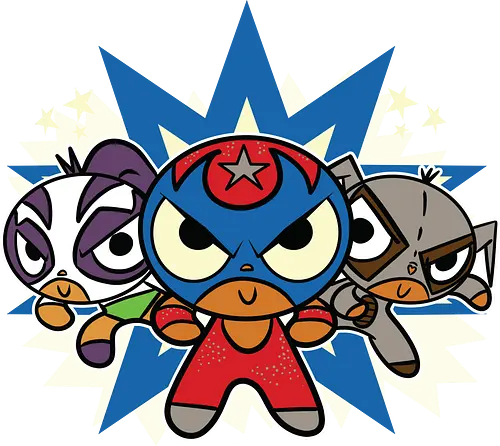 Powerpuff Lucha Libre - PPG Mucha Lucha - powerpuff girls t-shirt, ppg shirt, mucha lucha, mashup kleidung, cartoon network, luchadores, teetan, townsville, professor utonium, rikochet, lucha libre, 2000er cartoon, cartoon kunst, crossover animation, mädchenpower