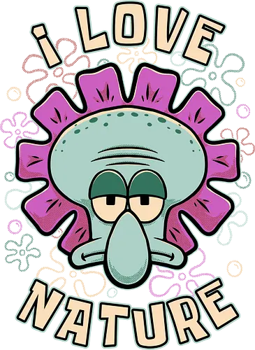 Squid Flower Spring - Squid, Flowers, Flower, Nature Calls, Nature, Nature Humor, Nature Lover, Animated, Animation, Tv Show, Vintage Animations, Classic Animation, Irony, Ironic Humor, Ironic, Sarcasm, Sarcastic, Sarcastic Art, Sarcastic Humor, Spring Break, Spring, Blooms, Bloom, Sassy, Introverted, Introvert, Bitter, Octopus, Love