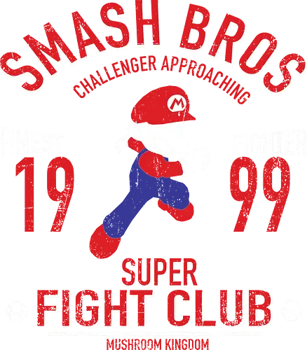 Super Fight Club - Mario Smash Bros Fighter - mario t-shirt, super smash bros, mario kämpfer, nintendo kleidung, pilz königreich, teetan, super mario bros, klempner mario, nintendo maskottchen, super fight club, mario kart, vintage kunst, mario main, plattform spiele, smash kämpfer