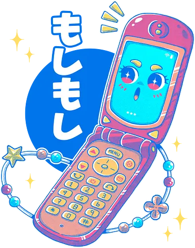 MOSHI MOSHI - kawaii, pop, cute, cellphone, japan, japanese, retro, vintage