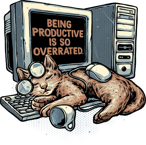 Overrated Productivity - Work, office, animal, cat, cats, productive, productivity, humor, funny, computer, sleep