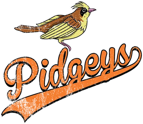 Pidgeys Team - Pocket Baseball Vintage - pidgey team, pokemon vintage, baseball apparel, normal flying, generation 1, route 1, pidgeotto