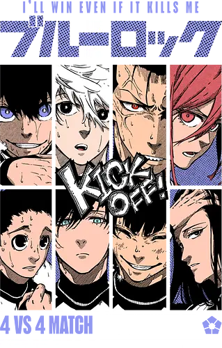 Blue Lock – 4v4 Showdown - blue lock, 4v4 match, soccer battle, football anime, team match, striker clash, sports anime, competitive anime, manga series, japanese anime, anime art, intense game, blue lock arc, teamwork vs ego, anime aesthetic