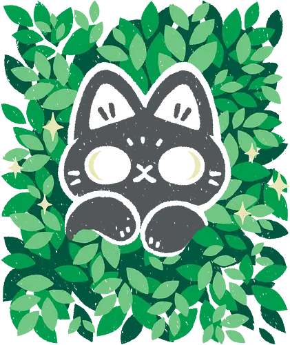 Cute Black Cat Peeking Through Green Leaves - cat in leaves, green leaves, cute black cat, peeking, foliage, hidden, forest, love, spring, camouflage, plant, adorable cat, nature, animal, xmorfina