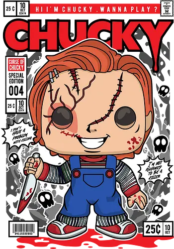 Chucky – Killer Doll - chucky, horror doll, killer doll, childs play, horror movie, funko style, chibi horror, creepy cute, spooky doll, pop figure style, horror icon, collectible design, scary cute, slasher character, stylized horror