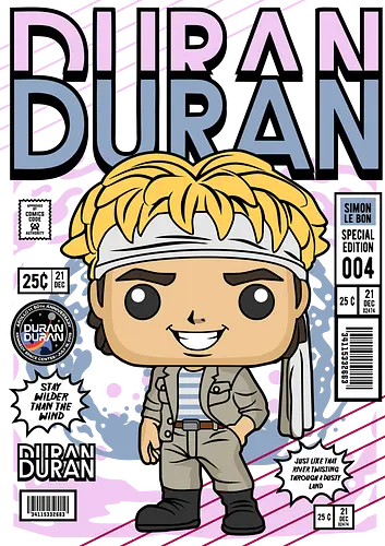 Simon Le Bon – 80s Icon - simon le bon, duran duran, 80s music, pop band, music icon, singer style, funko style, chibi musician, pop figure style, stylized singer, collectible design, retro aesthetic, music legend, vintage vibe, cute stylized