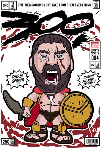 300 – Spartan Warrior - 300 movie, spartan warrior, leonidas sparta, ancient battle, greek warrior, funko style, chibi warrior, movie character, pop figure style, stylized figure, collectible design, warrior aesthetic, battle scene, cinematic design, cute stylized