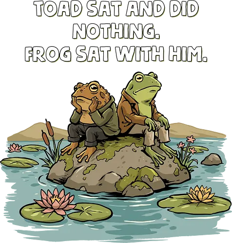 Toad Sat and Did Nothing - frog and toad, aesthetic, amphibian, animal, cottagecore, frog, froggy, frogs, goblincore, meme, pepe, pepe the frog, retro, sarcastic, toad