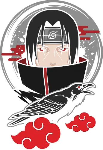 Itachi Uchiha & the Crows - Akatsuki Genjutsu Graphic - itachi uchiha shirt, naruto merchandise, akatsuki clothing, sharingan art, itachi uchiha crows, genjutsu design, anime graphic tee, black t-shirt anime, uchiha clan, itachi uchiha illustration, itachi sharingan art, akatsuki clouds, naruto fan art, itachi uchiha fan apparel, dark anime aesthetic, japanese style, shinobi, hidden leaf, ninja, manga shirt