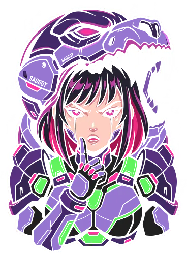 Cyberpunk Mech Girl - Cyberpunk Anime Girl, Mech Armor Graphic, Neon Purple Mecha, Dragon Helmet Art, Sad Boy Aesthetic, Futuristic Techwear, Manga Battle Girl, Neon Green Accents, Sci-Fi Anime Print, Cybernetic Warrior, Japanese Streetwear, Otaku Graphic Tee, Evangelion Inspired Art, Synthwave Aesthetic, Dark Anime Illustration