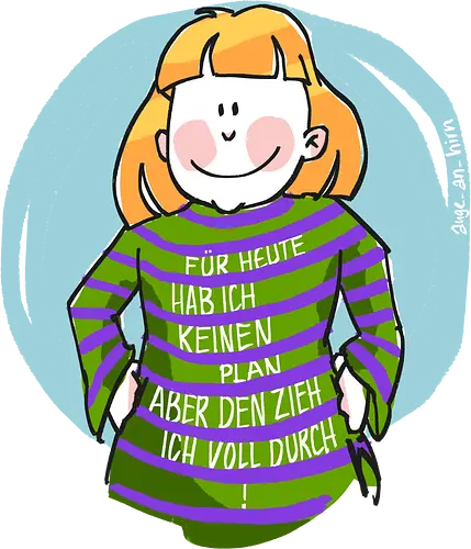 Für heute habe ich keinen Plan... - Ringelpullisprüche, Ringeldinger, streifenweise, Spruch, Weisheit, Motivation, Ringelpulli, SprücheShirt, Cartoon Illustration, Statement, Handgezeichnet, Humor, Selbstironie, Streifenpulli, Spruchshirt, deutsch