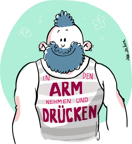 ...ARM...DRÜCKEN... - Ringelpullisprüche, Ringeldinger, streifenweise, Spruch, Weisheit, Bär, Motivation, Ringelpulli, SprücheShirt, Cartoon Illustration, Statement, Handgezeichnet, Humor, Selbstironie, Streifenpulli, Spruchshirt, deutsch